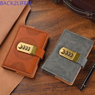 BACK2LIFEM A7 Notebook with Lock, Line PU Cover PU Notebook with Lock, Hardcover 200 Pages Horizonta
