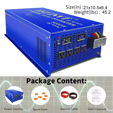 Off Grid Pure Sine Wave Inverter Power 8000W 24V 220V Solar Panel Voltage Converter Battery 12V/48V/