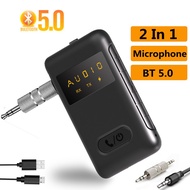 2 In 1 Bluetooth 5.0 Audio Receiver Transmitter 3.5mm AUX Jack RCA USB Dongle Stereo Wireless Adapter For Car TV PC Headphone