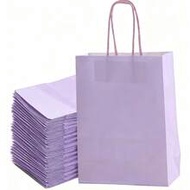 24pcs Light Purple Kraft Paper Gift Bags, Sizes 16x22x8cm/22x11x27cm/26x12x32cm, Reusable Birthday G