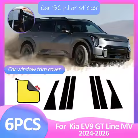 6pcs Car Window Trim Cover B C Column Pillar Posts Door Sticker Black Decal Auto Accessories For Kia