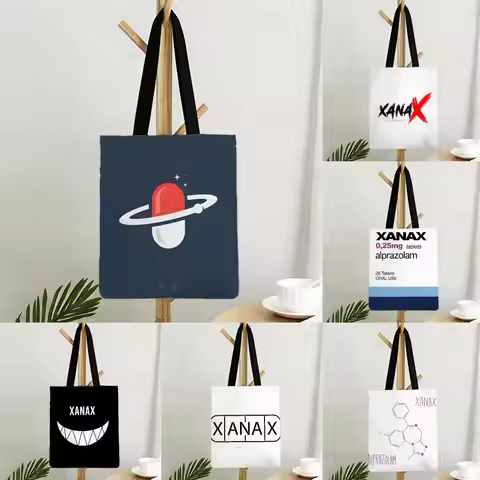 Brand Medicine Xanax Storage Bags Bags Series Print Bag Lightweight Shoulder Daily Shopping Bags