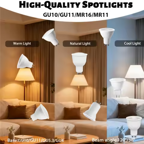 4Pack LED GU11 MR11 Lamp GU10 GU4 GU5.3 Base AC 220V 3W 9W 12W 38° Mini Reflector Spot Bulb Beam Ang