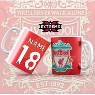 HOT TEAM LIVERPOOL FC MUG (ADD NAME + NUMBER)