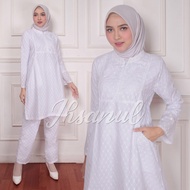 Setelan Celana Putih Katun Panjang Wanita Dewasa Muslimah Kekinian Terbaru