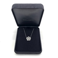 TIFFANY pt950花朵鑲鑽項鍊  尺寸墜長約1.5cm;鏈長約40cm 材質：pt950 附件：首飾盒。