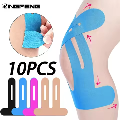 Knee Tape Elastic Adjustable Kinesiology Tape 10Pcs Pre-cut Knee Kinesiology Tape For Running Hiking