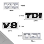 3D Decals TSI TDI V6 V8 ABS Letter Sticker Emblem Rear Trunk Badge Logo For Golf Polo Passat Tuguan 