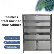 Stainless Steel Brushed Balcony Shoe Cabinet Sun Protection Shoe Rack Aluminum Alloy Outdoor Shoe Ca