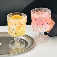 🍋200ml Creative Diamond Texture Glass Goblet | Colored Polka Dots Juice Cups | Thick glass for Cockt