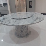 PUTIH White Gray Round Marble Dining Table