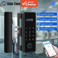 Smart Glass Door Lock 13.56MHz App Control Fingerprint RFID Keypad for Office Hotel Kunci Pintu Kaca