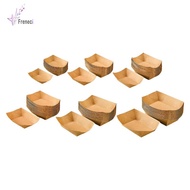 [freneci] 100Pcs Kraft Paper Food Trays Buffet Packaging Portable Food Serving Trays Lightweight for