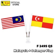 KIJO【2in1】 Twin Spring Flag Malaysia + Selangor Flag Table Spring Flag -F2495 Q5X2