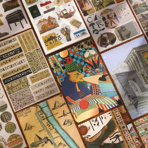 JIANQI 50 pcs Ancient Egypt Stickers book PET Die cut Decorative handmade Scrapbooking Material Diar