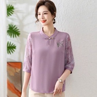 MIDDLE-AGED WOMEN'S DRESS WITH HIGH QUALITY Chiffon SLEEVES - LUXURY ELEGANT STRAIGHT STYLE DRESS CO