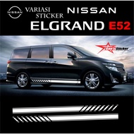 Nissan Elgrand E52 Cutting Sticker Accessories - Striped Motif, Sporty Design, Black, White, Grey
