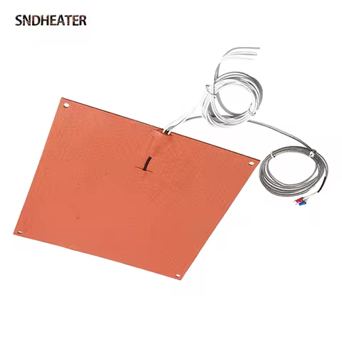 SNDHEATER 12V 24V 220V Electric Silicone Heating Pad 20/30/50/80/100W with K Thermocouple 50MM/60MM/