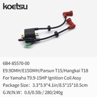 6B4-85570-00 KOETSU Ignition Coil for Yamaha 2-Stroke 9.9HP 15HP Outboard Motor, Replacement Ignitio