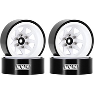INJORA -4.05mm Offset Stamped Steel 1.3" Beadlock Wheels for 1/24 1/18 RC Crawlers Upgrade(White)