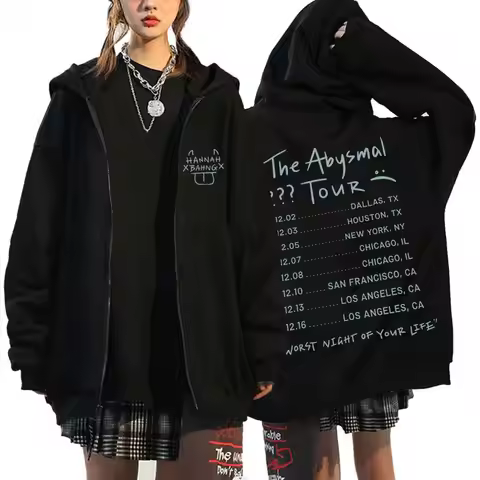 Hannah Bahng The Abysmal Tour Zipper Hoodie Men Women Fleece Cotton Zip Up Jacket Unisex Fashion Ove
