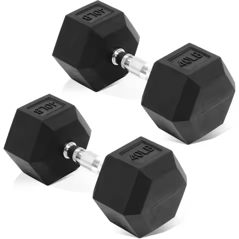 Rubber Encased Hex Dumbbell Hand Weights with AntiSlip Cast Iron Grip for Exercise Fitness Weights D