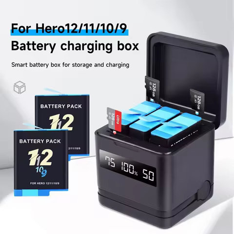 NEW GO PRO HERO 9 10 11 12 Battery With Charger Case for GoPro Hero 12 11 10 9 Sport Camera Batterie