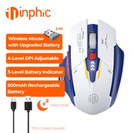 Inphic F9 Wireless Mouse Rechargeable 12800dpi Sci-Fi Mecha Style Noiseless Clicks Gaming Mouse Opti