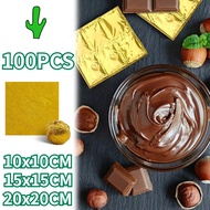 100 PCS Foil Chocolate Wrap Chocolate Wrapping Paper Aluminum Foil Chocolate Wrap Foil Gold