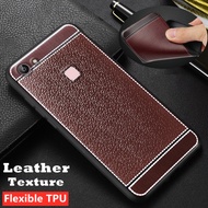 For Vivo V7 1718 Slim Fit Soft Silicone Protective Excellent Grip Phone Case with Luxury Noble Leather Texture Outer Coating Back Cover