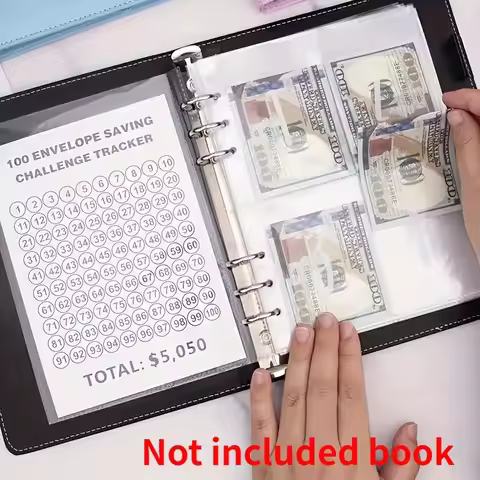 Cash Stuffing Envelopes Money Saving Challenge Replacement A5 Binder Inserts Clear Money Envelopes f