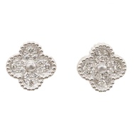 【สินค้ามือสอง】 Van Cleef & Arpels ต่างหู Sweet Alhambra ประดับเพชร VCARO85500 K18WG (ไวท์โกลด์) เพชร