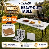 C -【In Stock】Heavy Duty Outdoor Folding Table Meja Lipat 4FT/5FT/6FT Portable Camping Table Foldable