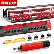 AMPCOM CAT5e 24-Port 19 "ชุดพาณิชย์ UTP 600Mbps แผงกระจายสายไฟ15U ชุบทองสำหรับ UTP Cat5e สายเคเบิลเค