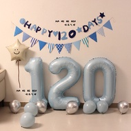 Ins Baby Boy 120 Days 4 Months Number Balloon Decoration happy120days Letter Flag Photo Atmosphere