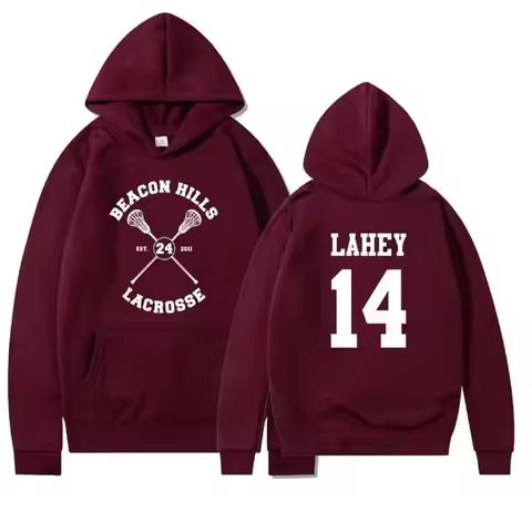 Men Women Beacon Hills Lacrosse Hoodie Teen Wolf Oversized Fleece Hooded Sweatshirt TV Show Fans Cas
