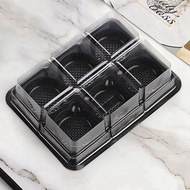 200Pcs 6 Cavities Plastic Mooncake Tray Transparent Muffin Cupcake Mochi Container Cookie Carrier Fo