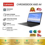 LENOVO CHROMEBOOK AMD A4 4GB DDR4 RAM 64 GB SSD 14" FHD SCREEN WINDOWS 11 PRO