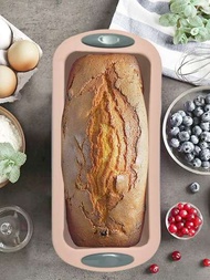 高粉色的矽膠雙色長款矩形蛋糕模具,麵包麵包盤適用於家庭烘烤