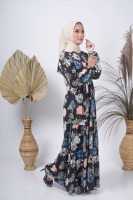 Baju Gamis Syar'i Dress Wanita Muslim Motif Bunga