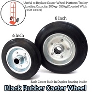 6INCH OR 8INCH SWIVEL BLACK RUBBER WHEEL CASTER FOR TROLLEY WHEEL OR HAND TRUCK WHEEL