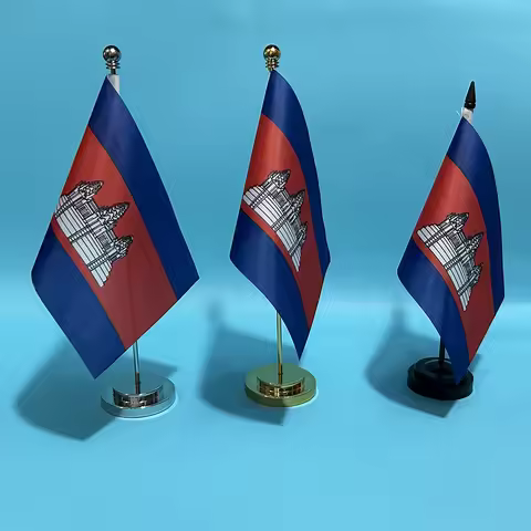 SKY FLAG Office Desk Flag of Cambodia Flag 14x21cm Polyester Cambodia National Banner Desk Ornaments