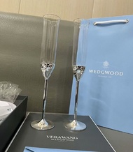 Wedgwood x Vera Wang 愛之結繩蝴蝶結 香檳杯 高腳杯 一對 銀色