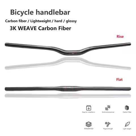 Bright Black 3K Full Carbon MTB Bike Handlebar Swallow Shaped 31.8mm*600-780mm Diameter Bicycle Bars