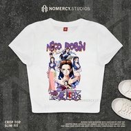 KATUN NORACY.STUDIOS - CROP TOP NICO ROBIN ONE PIECE | ROCK MUSIC METAL BAND | GRUNGE CROPTOP WHITE 