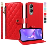 Ốp lưng cho Vivo y19s Y28 Y29 Y39 Y27 y17s Y100 Y200 y04 khóa kéo Nắp gập Có Khe Cắm Thẻ Ví da gió t