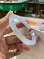 冰種翡翠天然翡翠玉鐲 A玉手鐲 玉鈪 • 冰種紫羅蘭灑金翡翠圓鐲