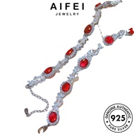 AIFEI JEWELRY 925 Sterling Chain Leher Perak Rantai Original Silver Luxurious Korean 純銀項鏈 Women Accessories For Necklace Pendant Perempuan Ruby N1402