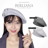 STARYOU BERETS IN GREY SEASON - KOREAN HATS, SEMI-WOOL BERETS, FINE FLANNELS, WINTER BEANS