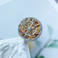 波羅的海琥珀 純銀戒指 焦糖珀 時間 典雅雕花 獨特風格 設計款